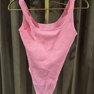 OQQ Ribbed Pink Tank Top Bodysuit